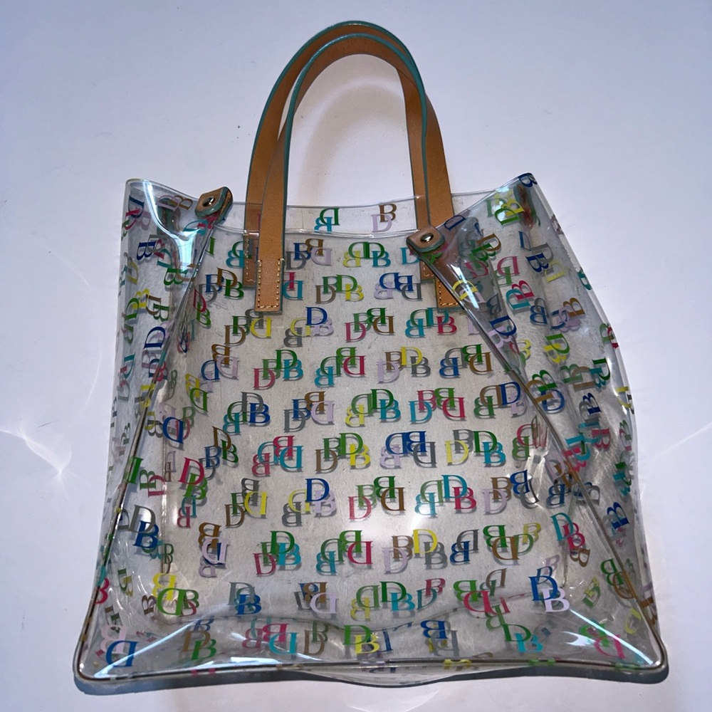 Dooney & Bourke Lunch Box Style Clear PVC Monogram Logo Bag